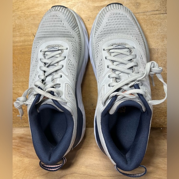 Hoka One One Bondi 7 CUSHIONED Womens Size 7 Running Shoes Sneakers Gray Blue - Picture 7 of 12